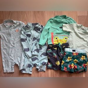 Baby boys Swimsuit Bundle: sizes 18-2T Swim Rashguard shirt, full boy and shorts